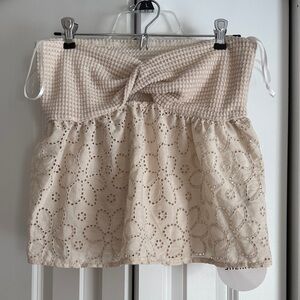 NWT-Shein-Beige Strapless Crochet Top